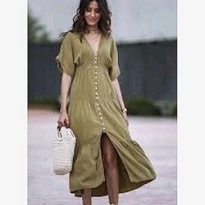 Zara Olive Green Midi Dress